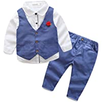 Los mejores  - Conjunto de Bebés Niños 3 Piezas Elegante para Bautizo Ceremonia Traje Formal para Recién Nacido Mangas Largas de Fiesta…